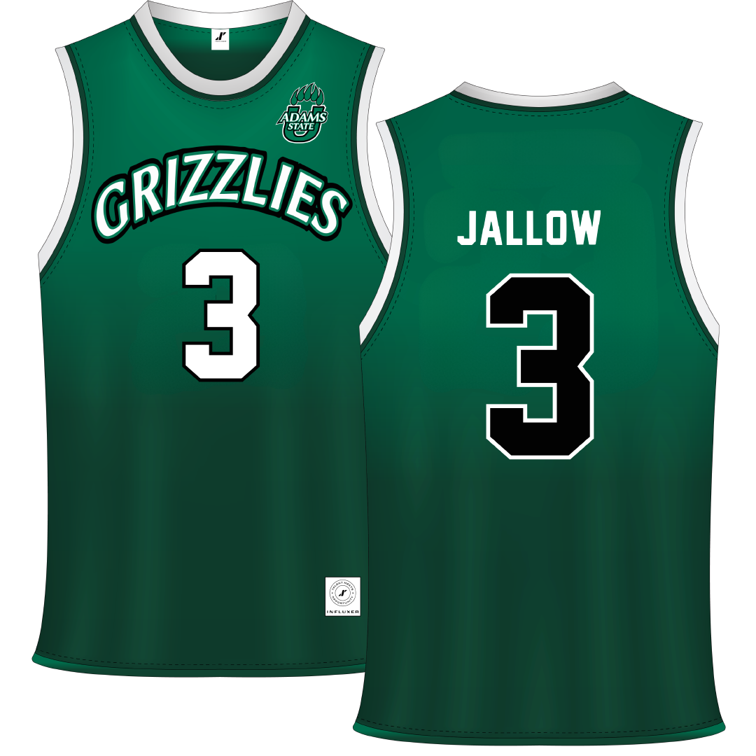 Adams State University Green Basketball Jersey - #3 Emilek Jallow