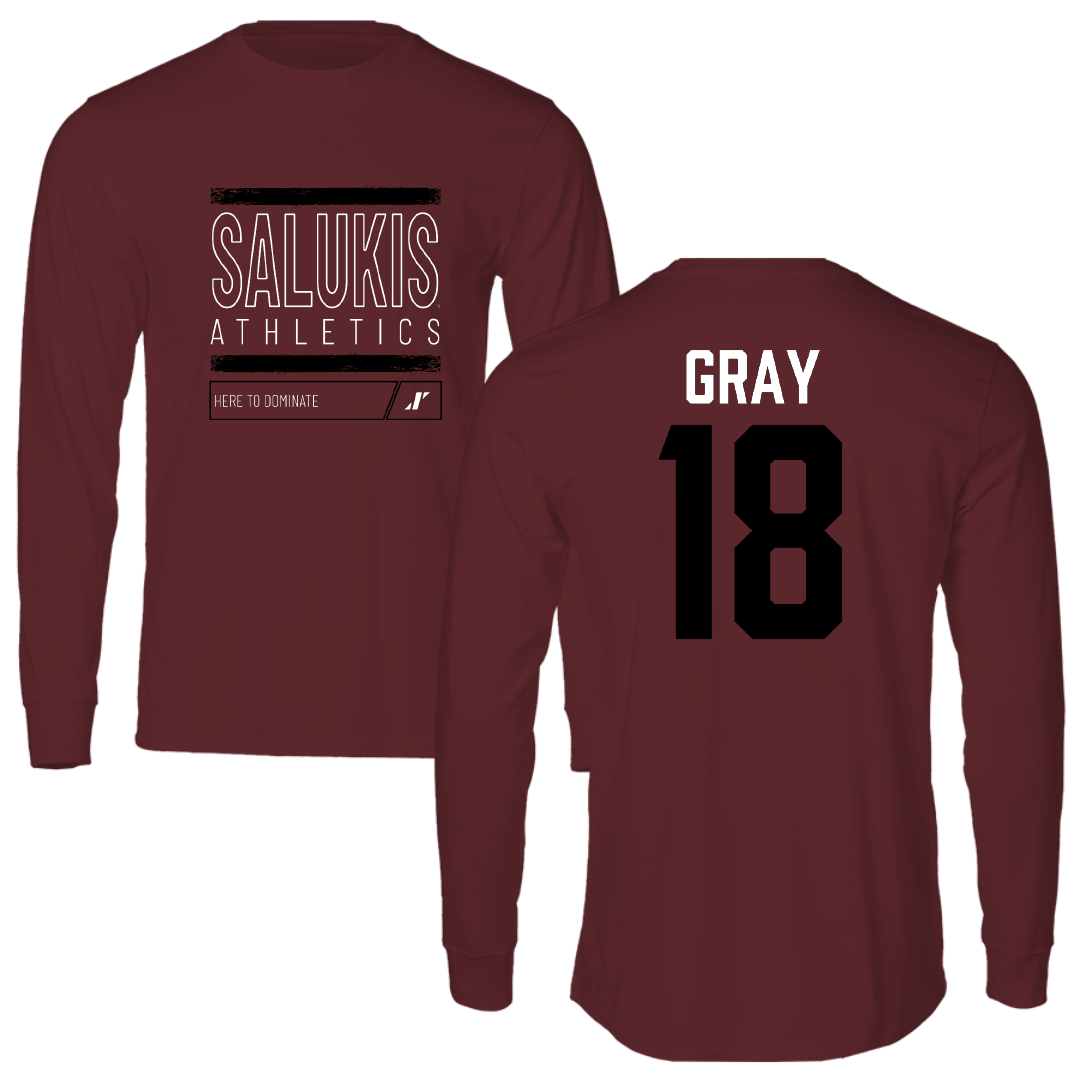 Southern Illinois University at Carbondale Baseball Maroon Dominate Performance Long Sleeve - #18 Hesston Gray