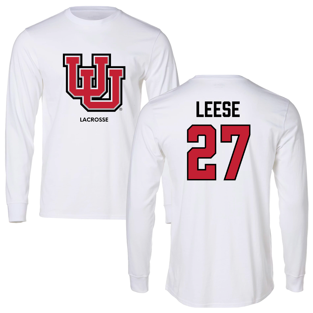 University of Utah Lacrosse (M) White Block Long Sleeve - #27 Will Leese