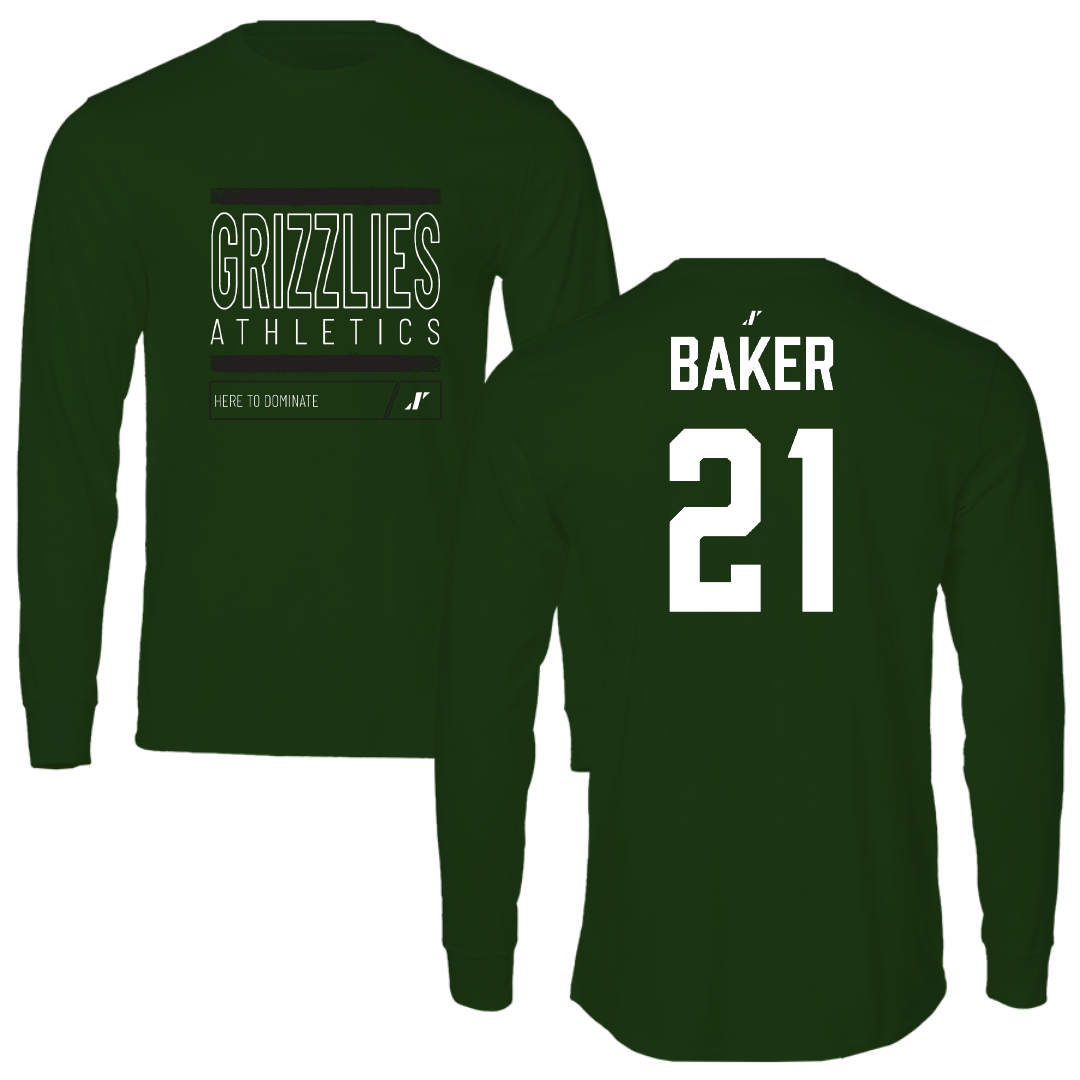 Adams State University Basketball (M) Forest Green Dominate Performance Long Sleeve - #21 Dillan Baker
