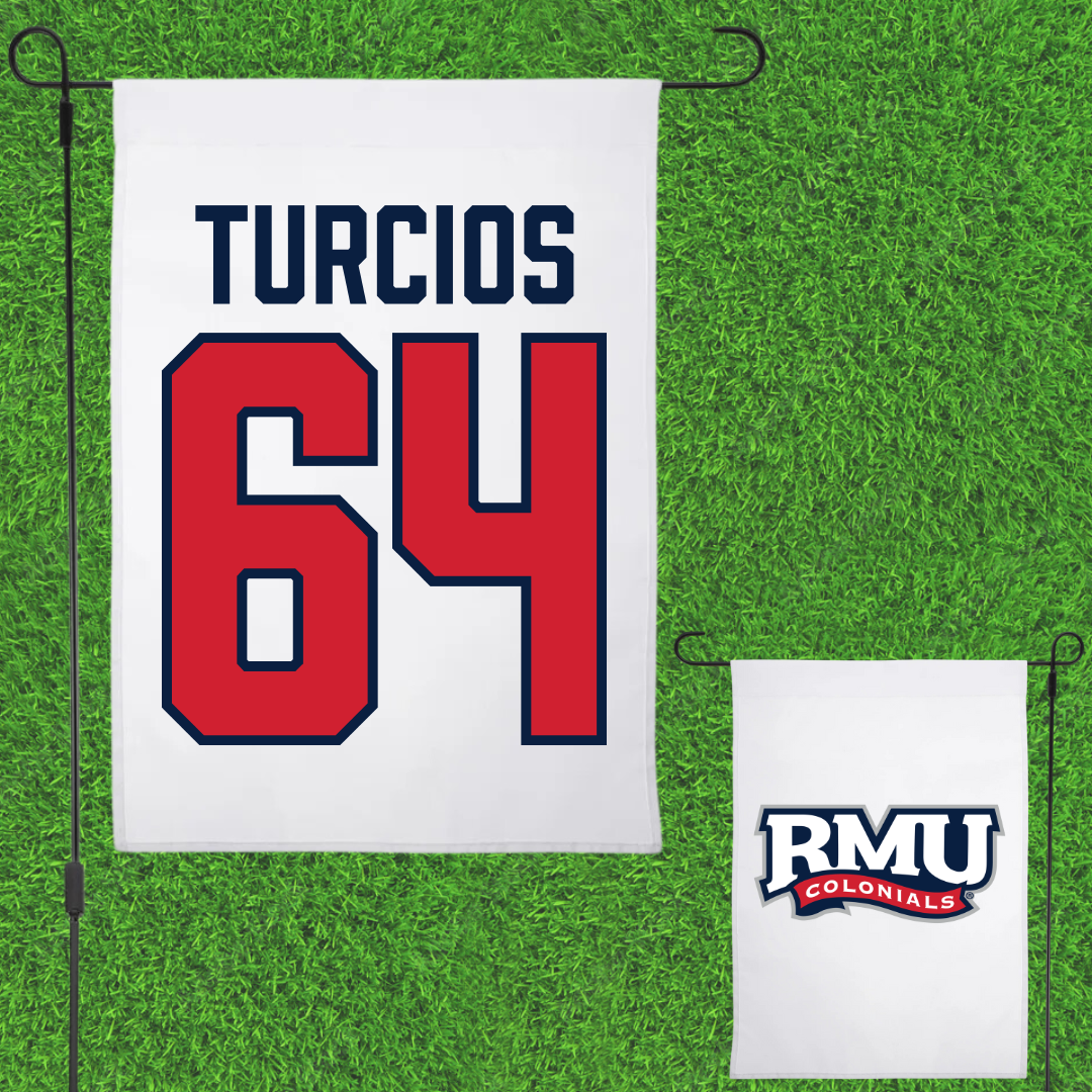 Robert Morris University Football White Garden Flag - #64 Diego Turcios