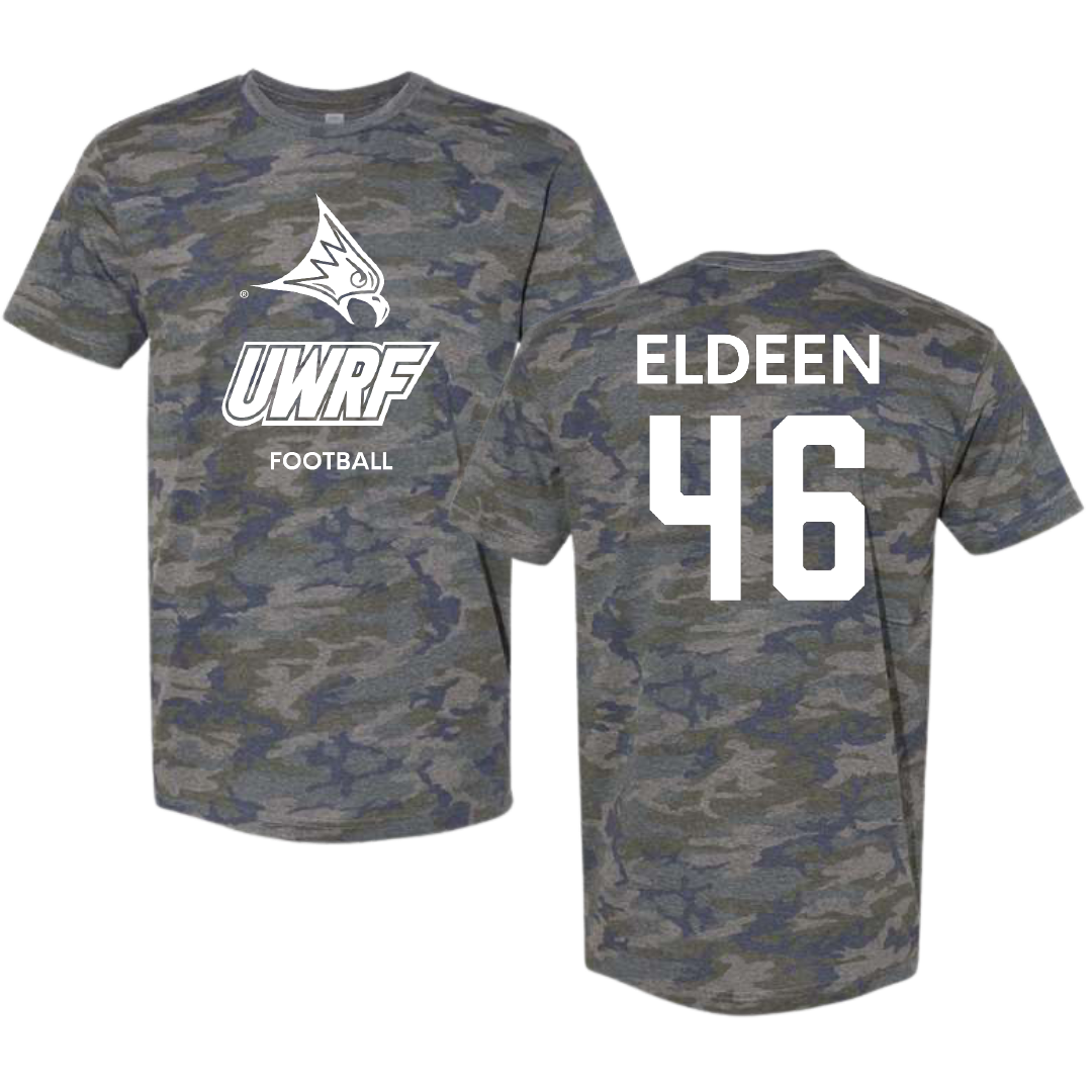 University of Wisconsin-River Falls Football Vintage Camo Tee - #46 Austin Eldeen