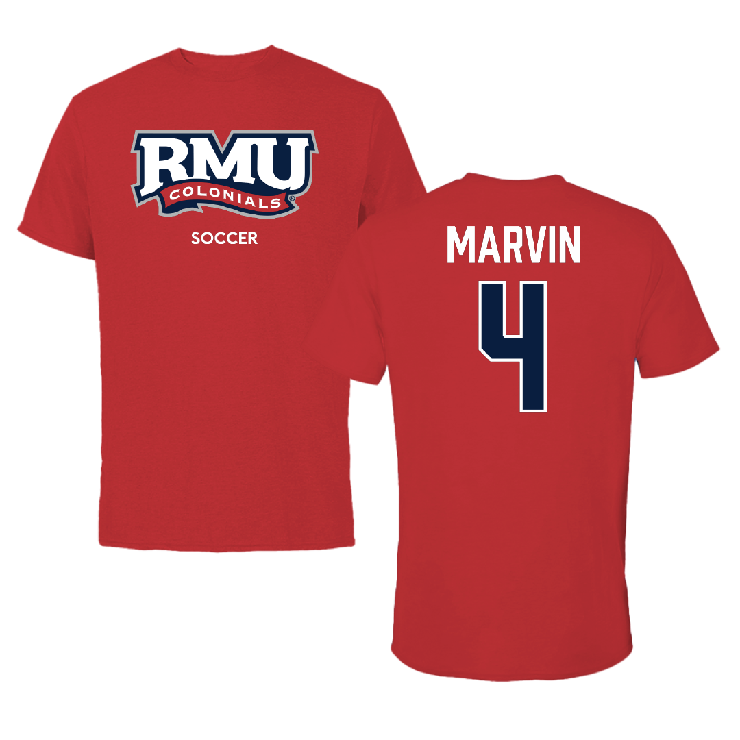 Robert Morris University Soccer (W) Red Colonials Tee - #4 Jillian Marvin
