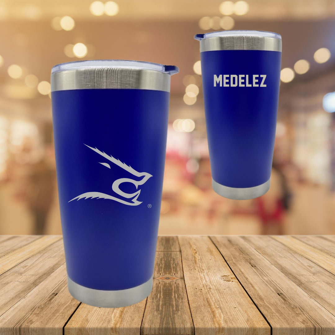 Texas A&M University-Kingsville Football Blue Stainless Steel Tumbler - Christopher Medelez