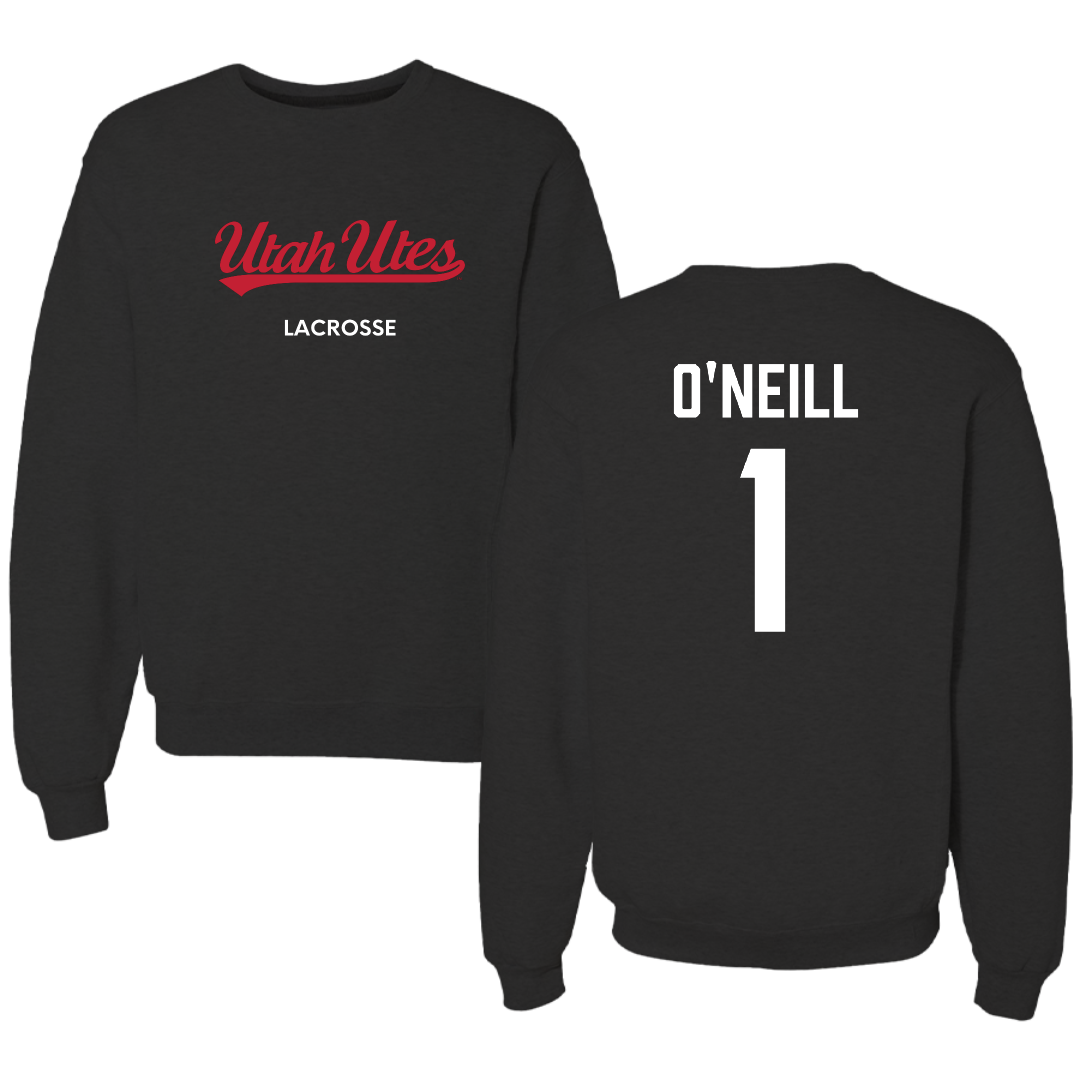 University of Utah Lacrosse (M) Black Crewneck - #1 Conor O'Neill