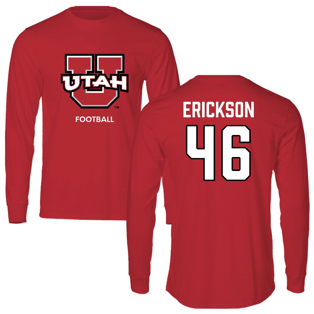 University of Utah Football Red Utes Long Sleeve - #46 Hayden Erickson