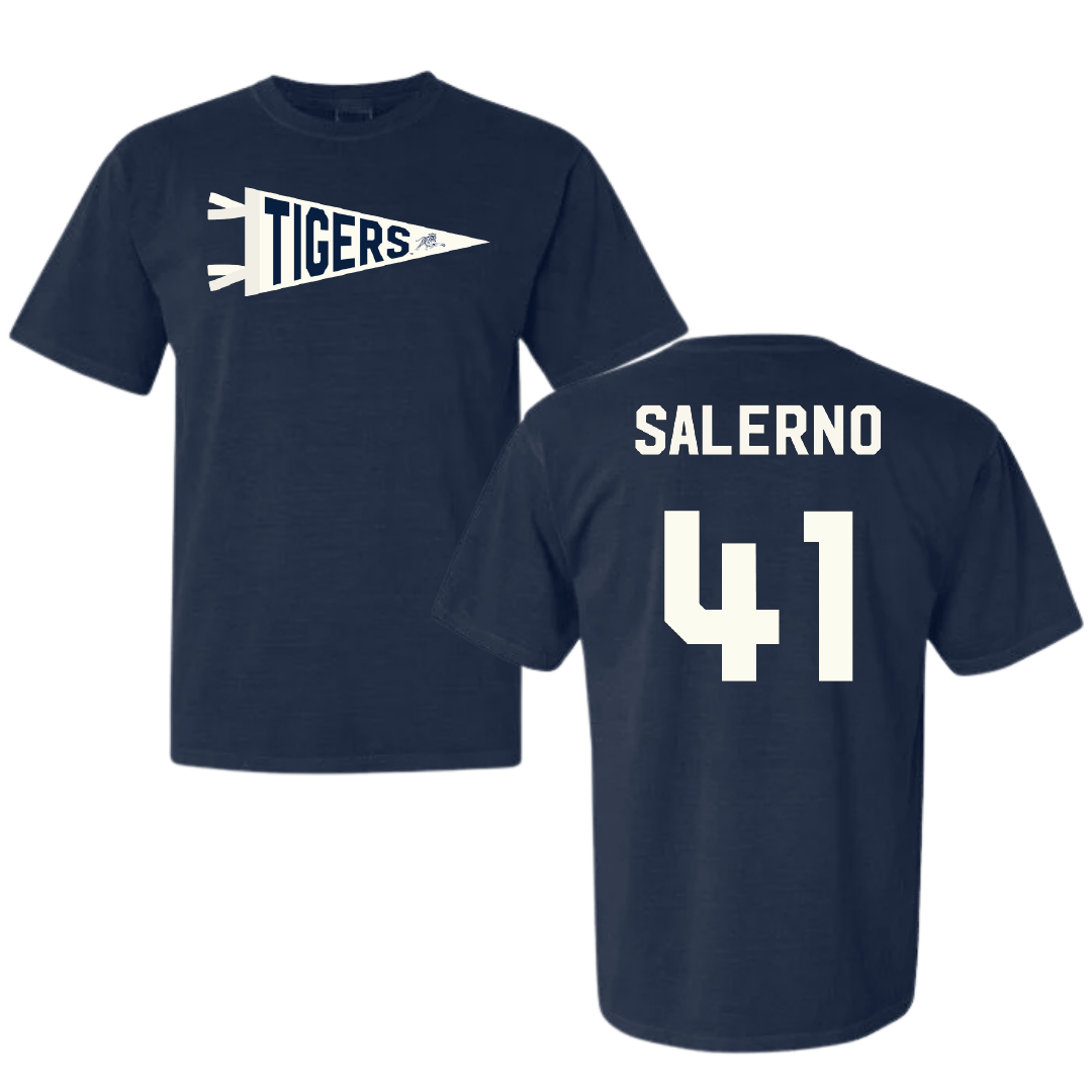 Jackson State University Football Navy Pennant Comfort Colors Tee - #41 Avery Salerno