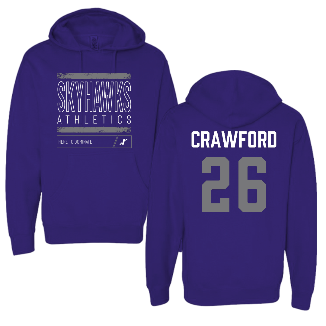 Stonehill College Football Purple Dominate Hoodie - #26 Marcus Crawford
