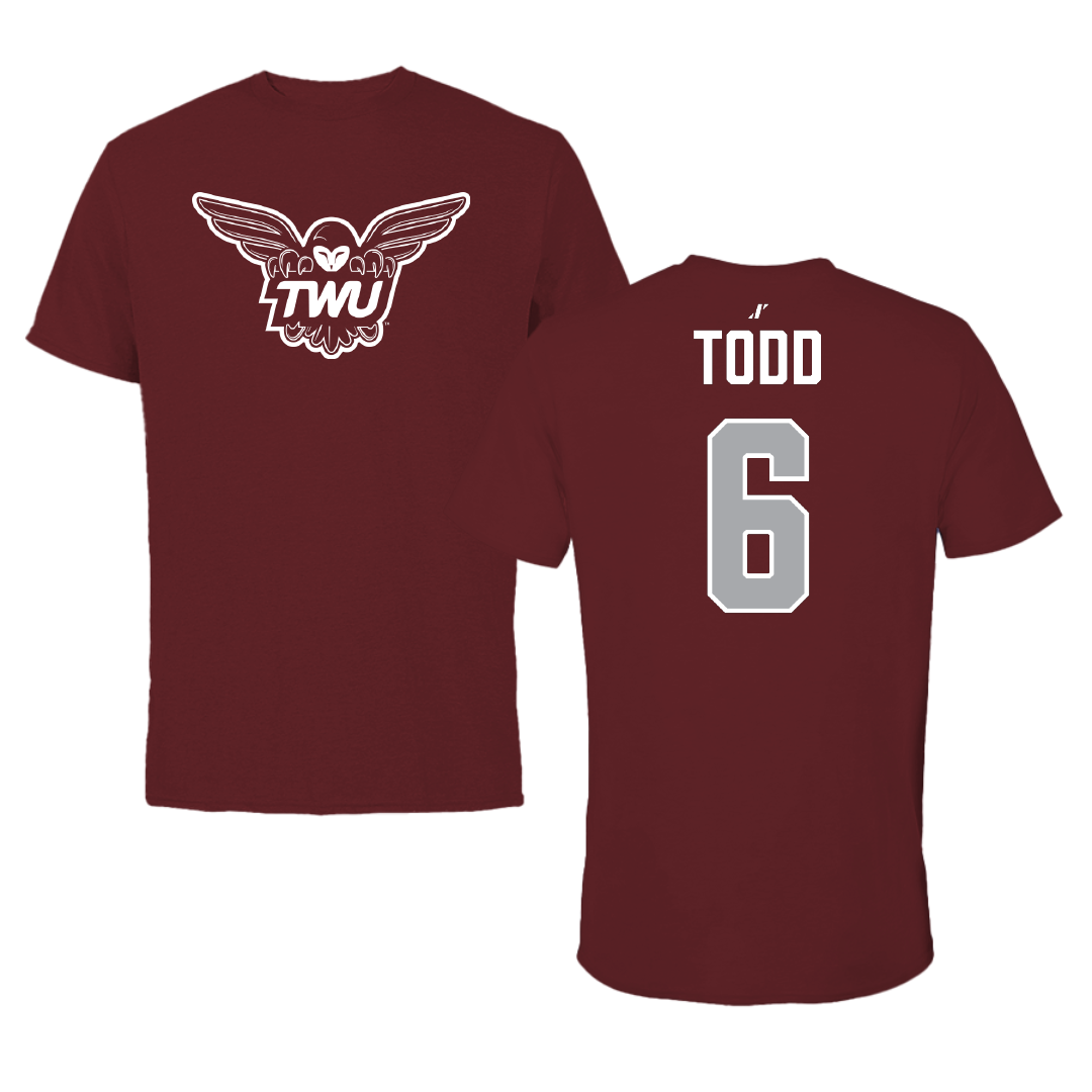 Texas Woman's University Softball Maroon Tee - #6 Riley Todd