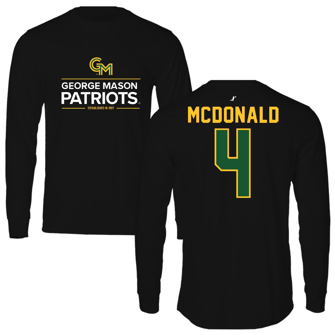 George Mason University Volleyball Black General Performance Long Sleeve - #4 Troy McDonald