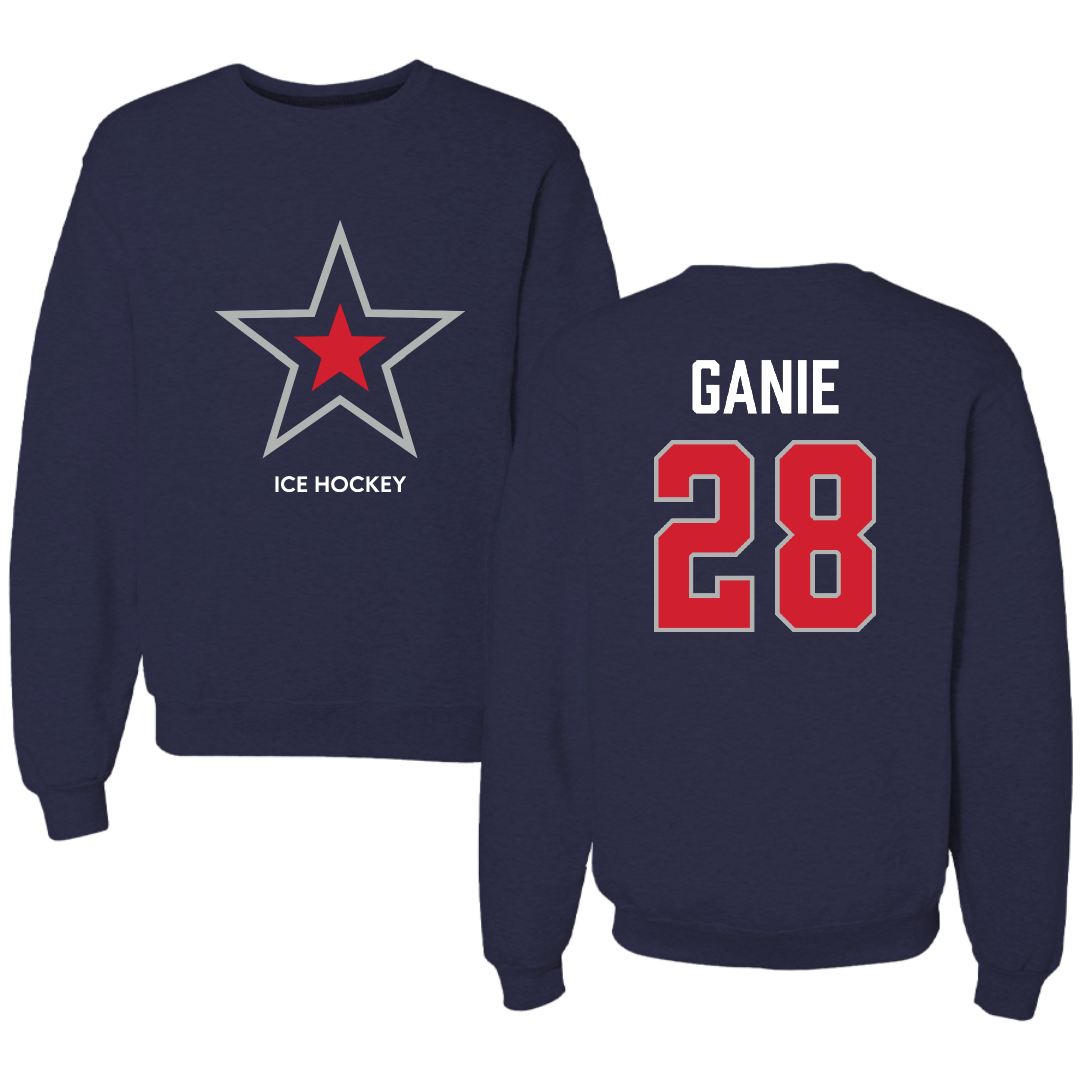 Robert Morris University Ice Hockey (M) Navy Mascot Crewneck - #28 Logan Ganie