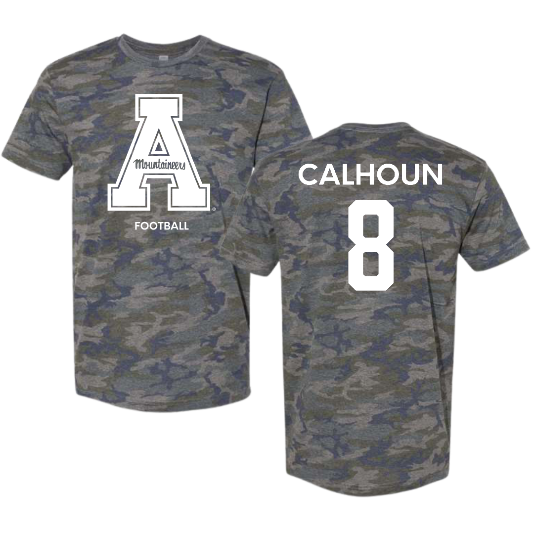 Appalachian State University Football Vintage Camo Tee - #8 Jaylon Calhoun