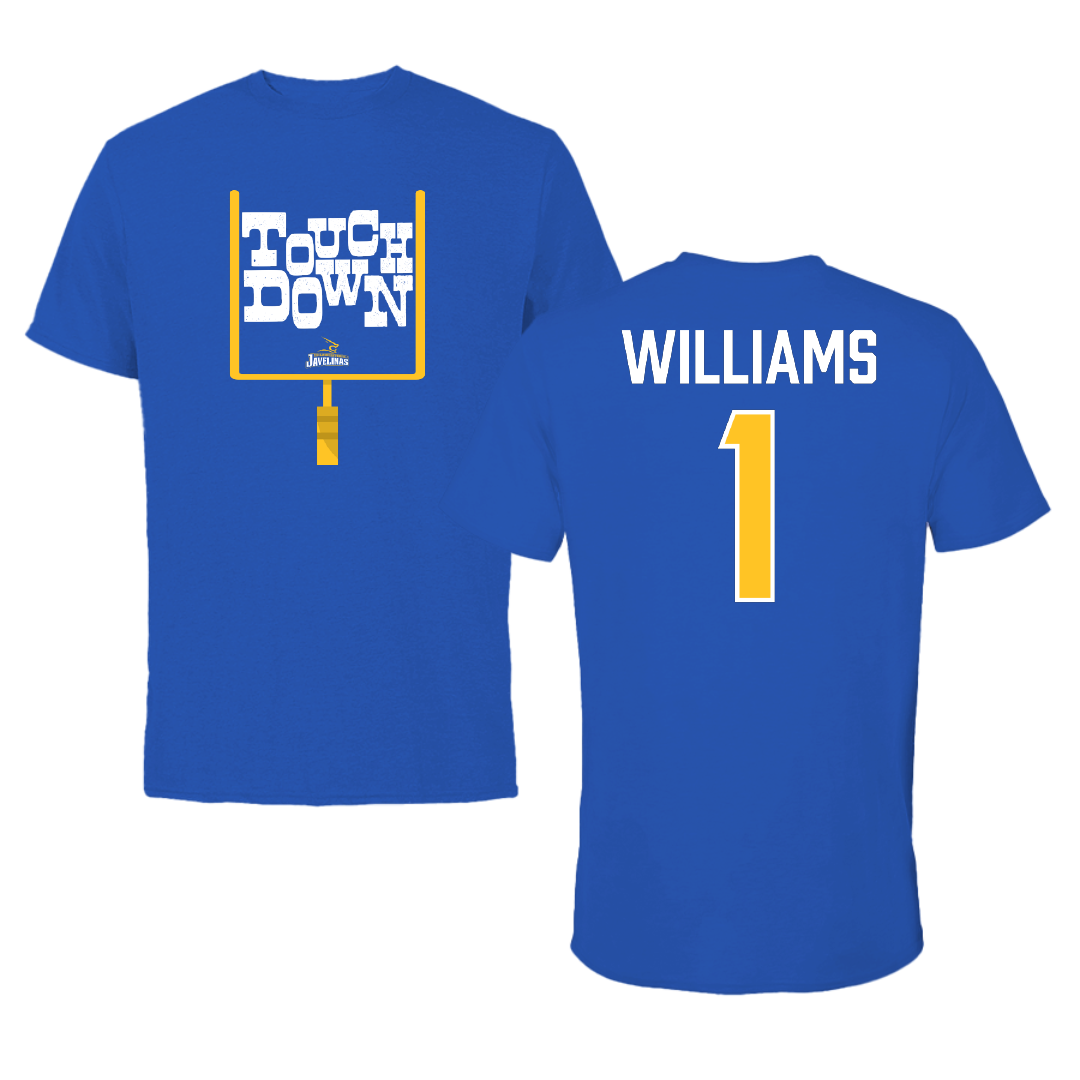 Texas A&M University-Kingsville Football Blue Touchdown Tee - #1 Kannon Williams