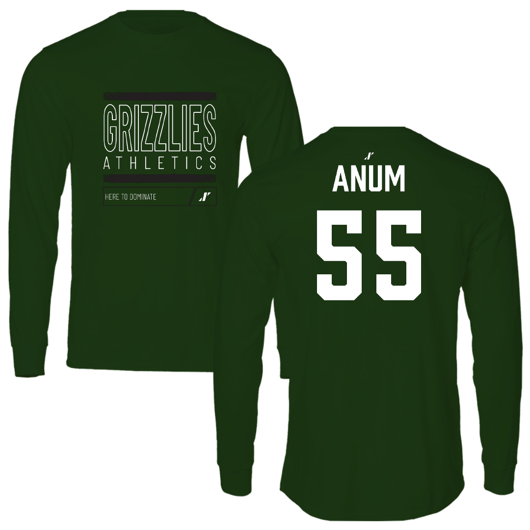Adams State University Football Forest Green Dominate Performance Long Sleeve - #55 Maxime Anum