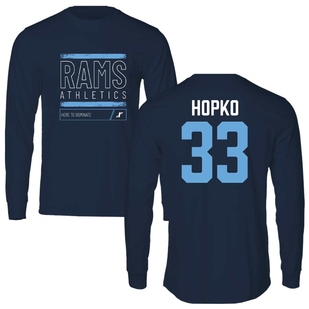University of Rhode Island Baseball Navy Dominate Long Sleeve - #33 Jack Hopko
