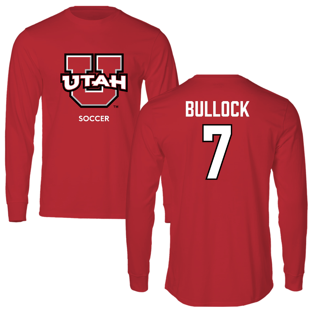 University of Utah Soccer (W) Red Utes Performance Long Sleeve - #7 Kelly Bullock