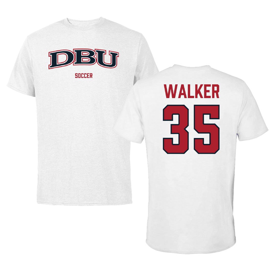 Dallas Baptist University Soccer (W) White Performance Tee - #35 Lauren Walker