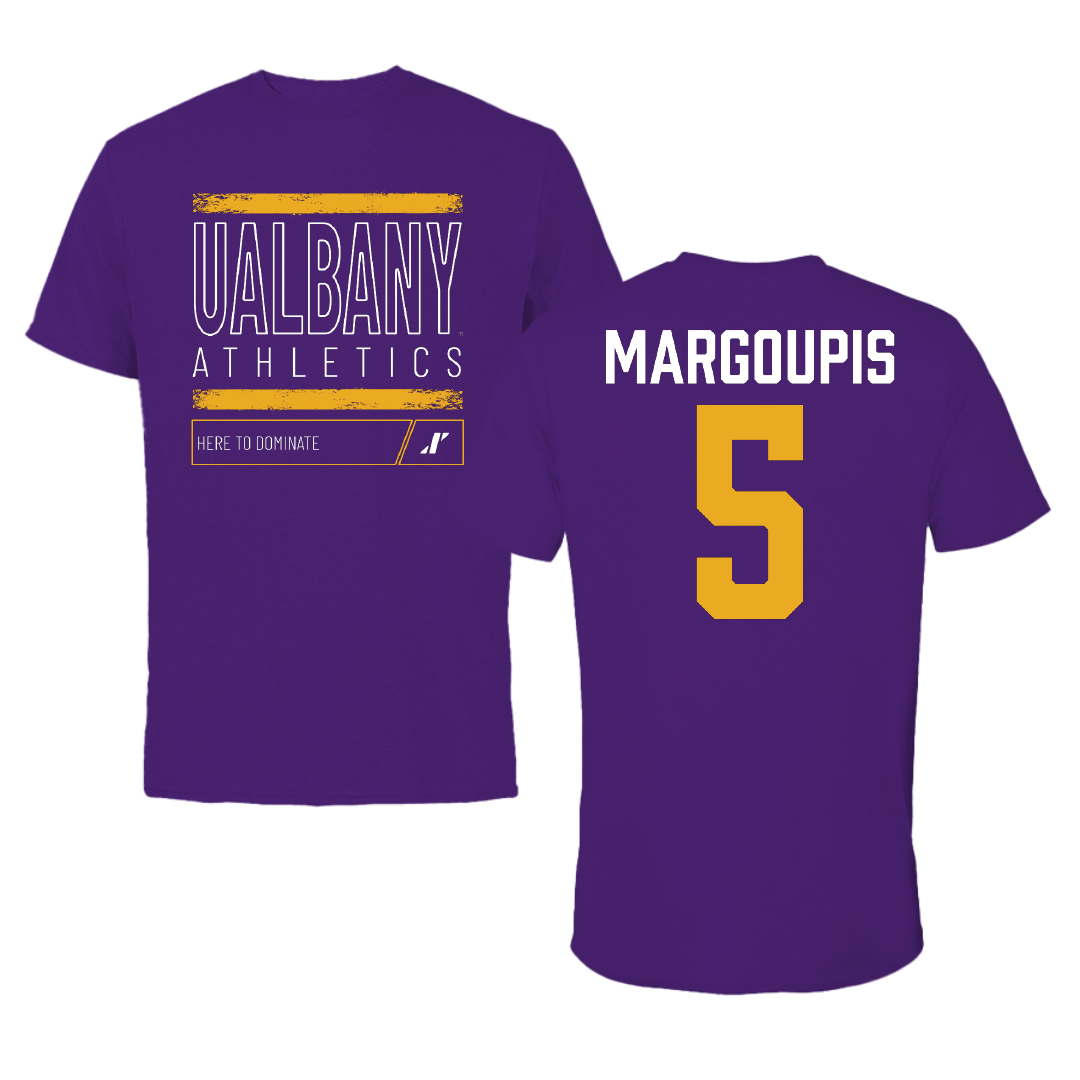 University at Albany Basketball Purple Dominate Tee - #5 Jack Margoupis