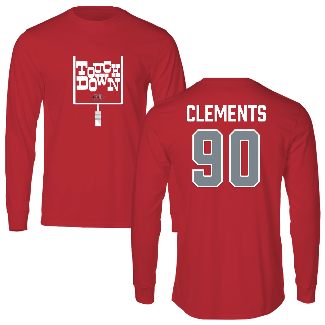 Nicholls State University Football Red Touchdown Long Sleeve - #90 Aidan Clements