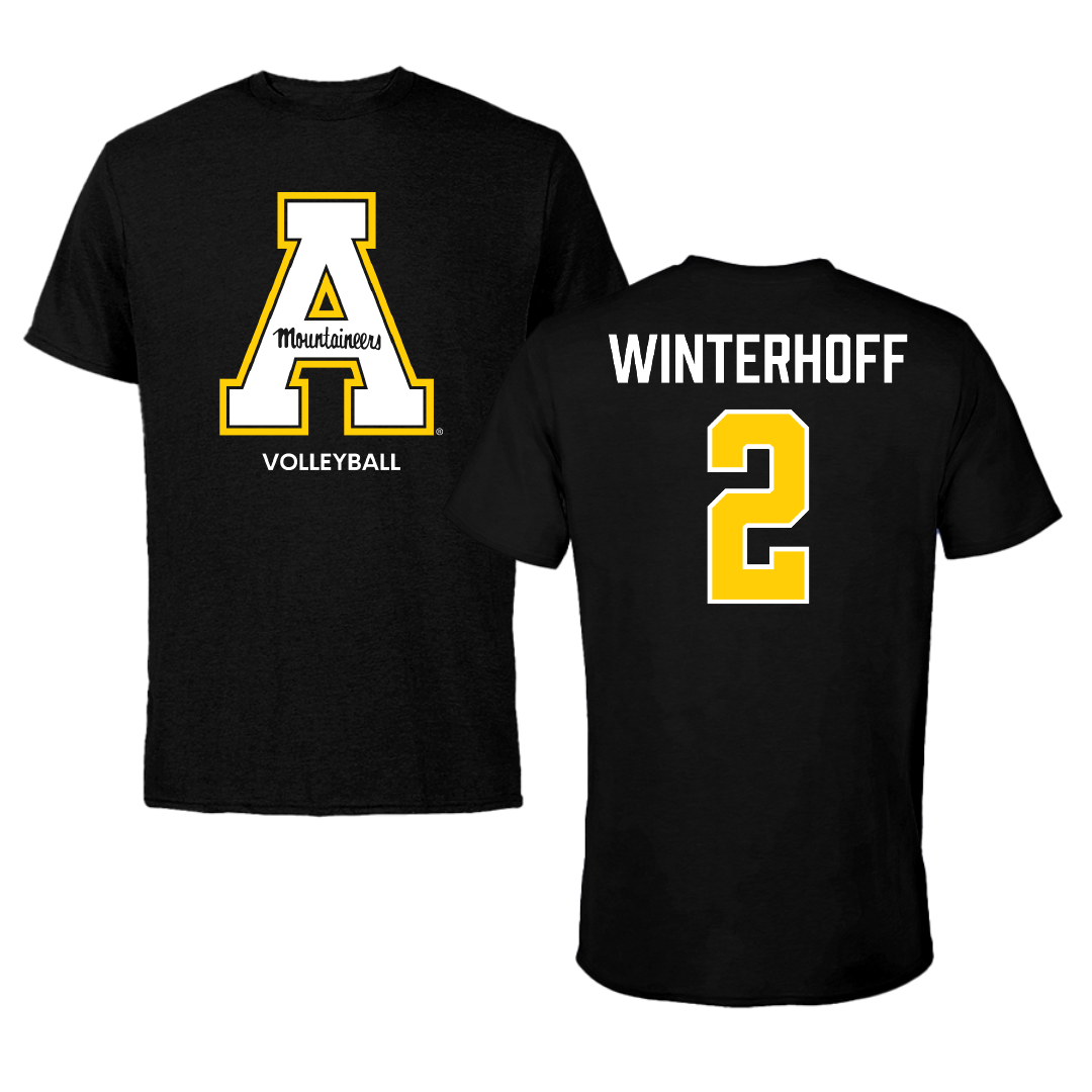 Appalachian State University Volleyball (W) Black Performance Tee - #2 Maya Winterhoff
