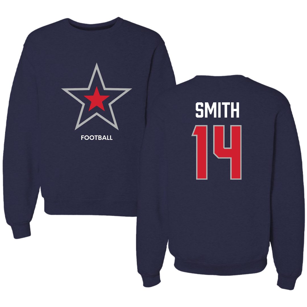 Robert Morris University Football Navy Mascot Crewneck - #14 Zin'tayvious Smith