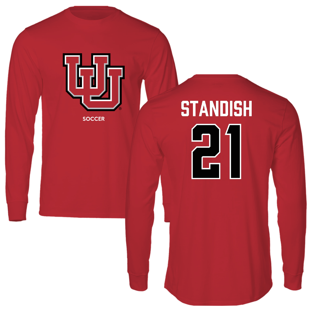 University of Utah Soccer (W) Red Block Performance Long Sleeve - #21 Kaela Standish