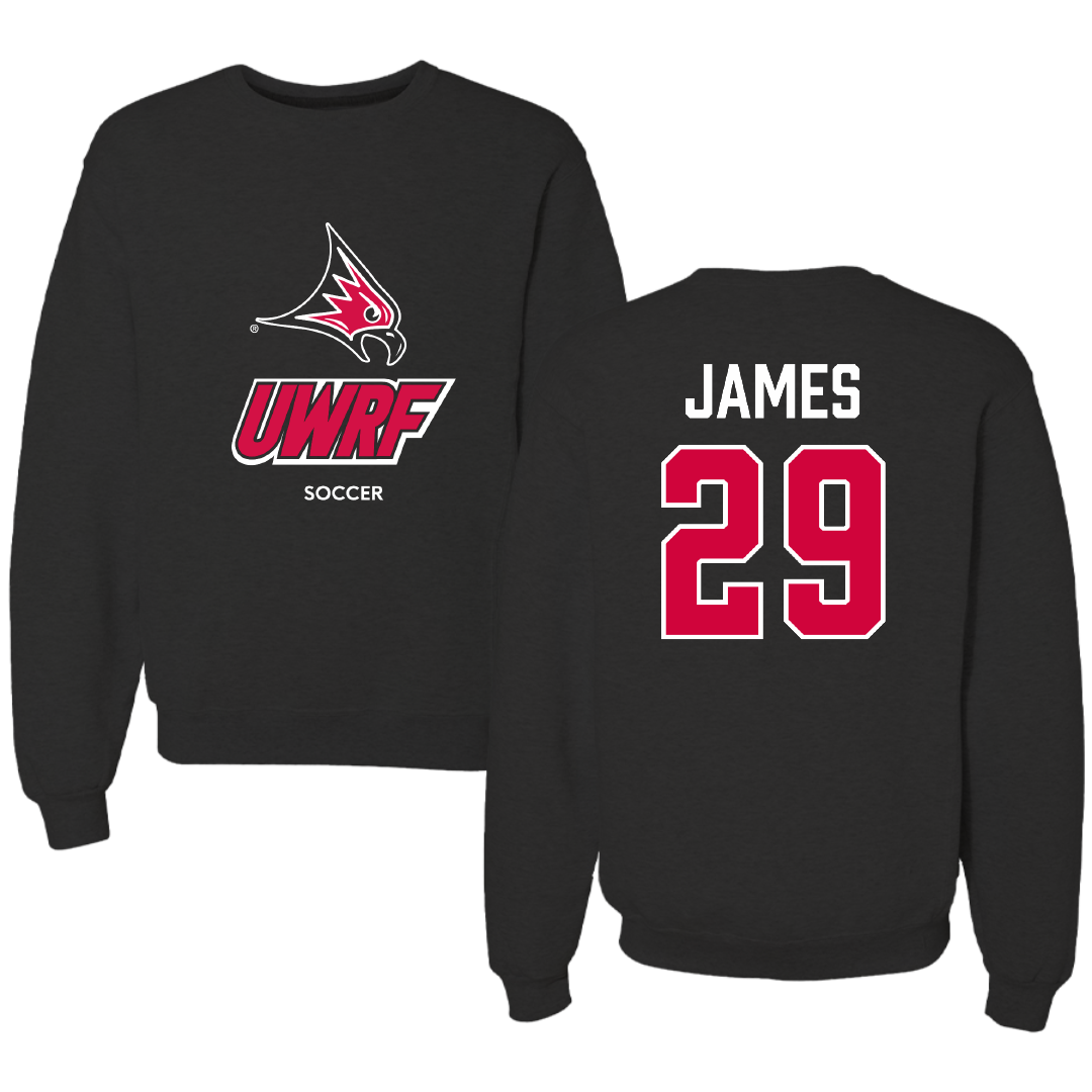 University of Wisconsin-River Falls Soccer (W) Black Crewneck - #29 Haley James