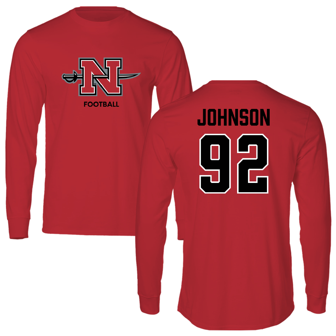 Nicholls State University Football Red Mascot Performance Long Sleeve - #92 Joshua Johnson