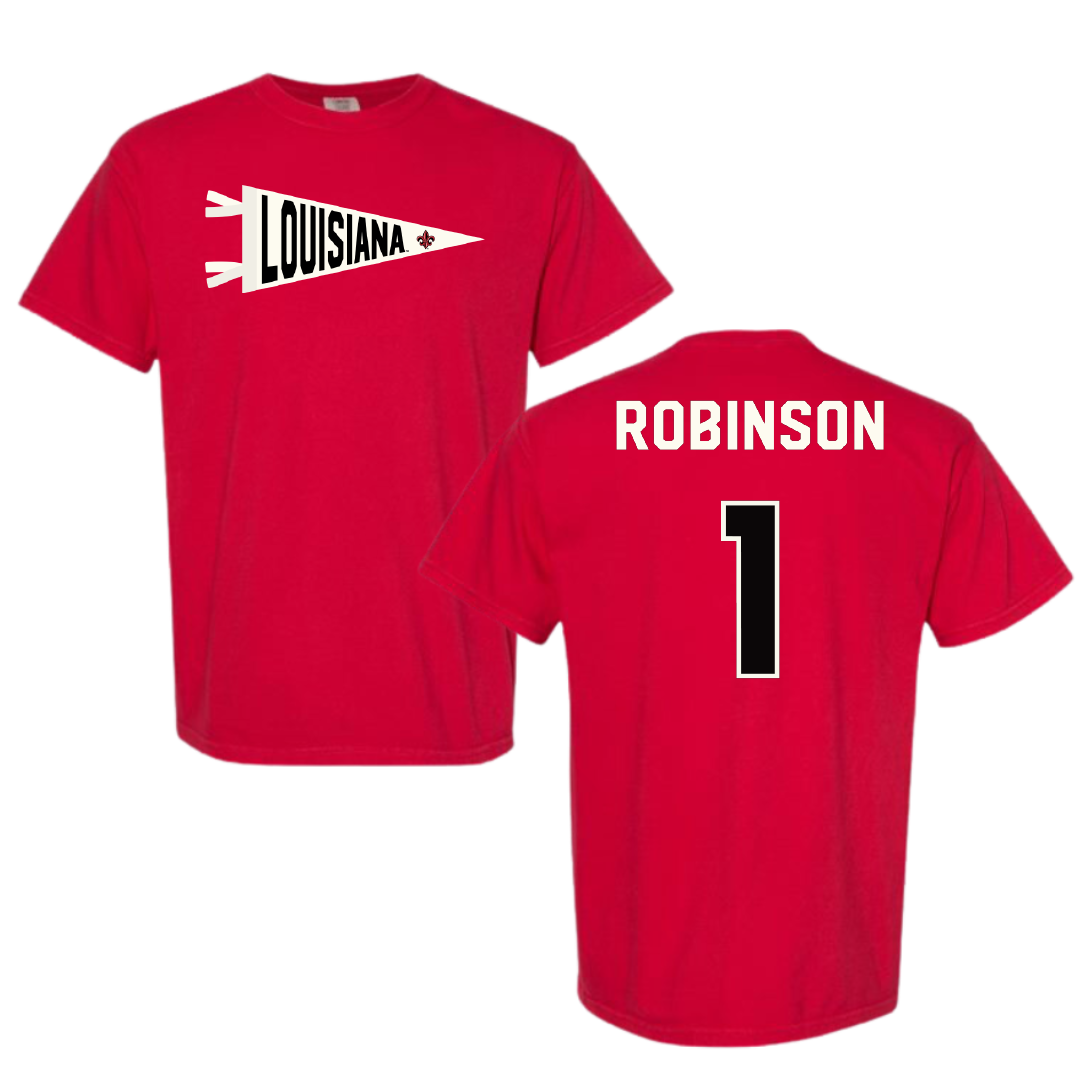 University of Louisiana at Lafayette Basketball Red Pennant Comfort Colors Tee - #1 Tamiah Robinson
