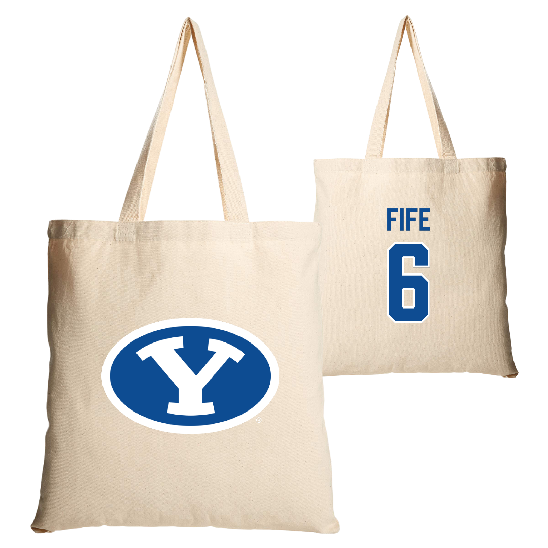 Brigham Young University Volleyball Tan Canvas Tote Bag - #6 Jackson Fife