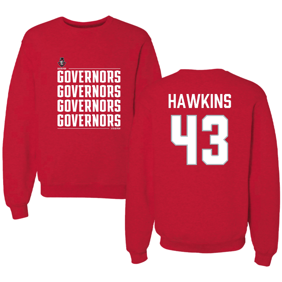 Austin Peay State University Football Red General Crewneck - #43 Garrett Hawkins
