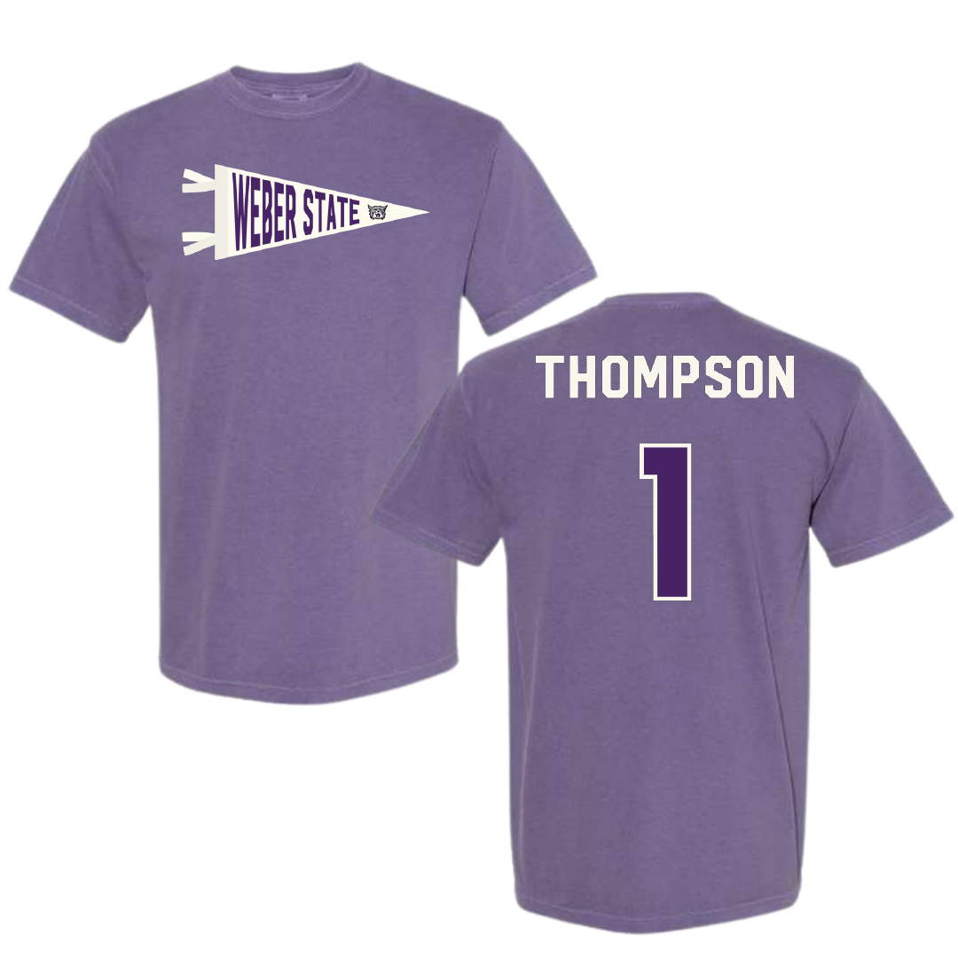 Weber State University Football Purple Pennant Comfort Colors Tee - #1 Keahnist Thompson