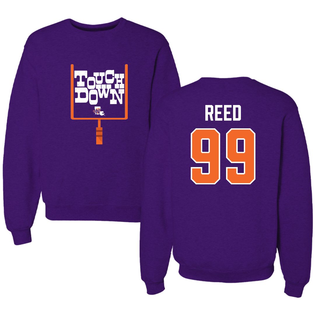 Northwestern State University Football Purple Touchdown Crewneck - #99 Ke’Shawn Reed
