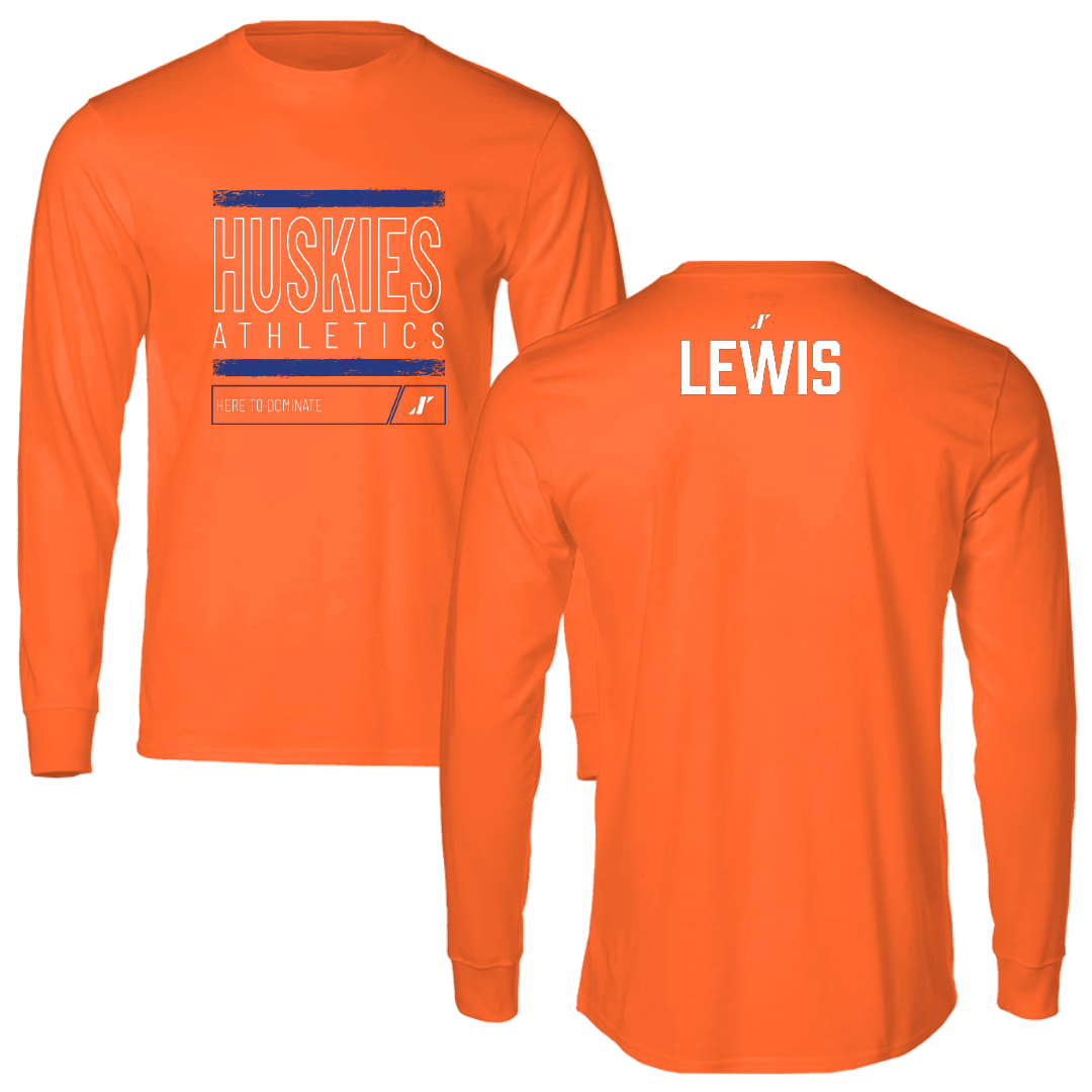 Houston Christian University Football Orange Dominate Long Sleeve - Darius Lewis