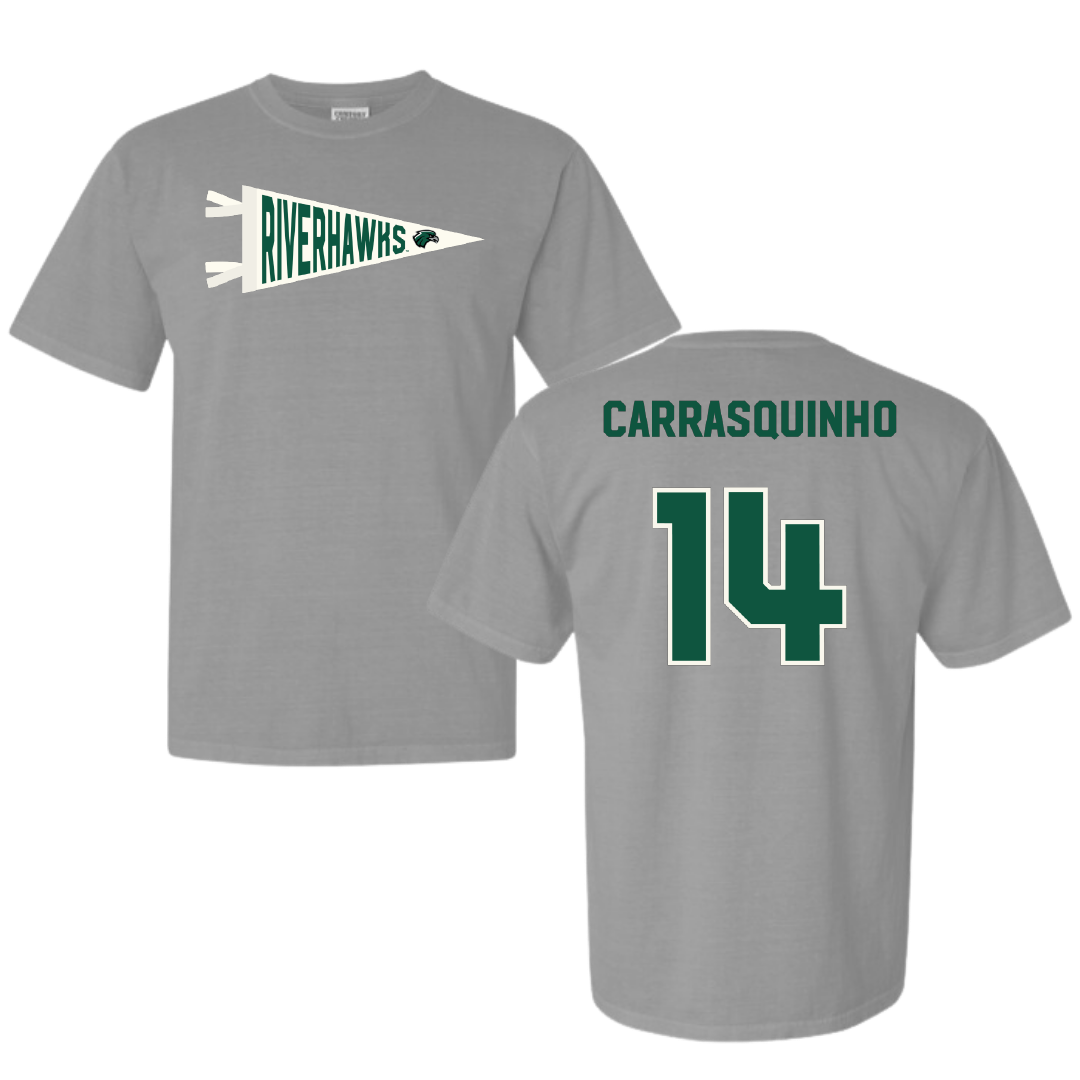 Northeastern State University Soccer Light Gray Pennant Comfort Colors Tee - #14 Miguel Carrasquinho