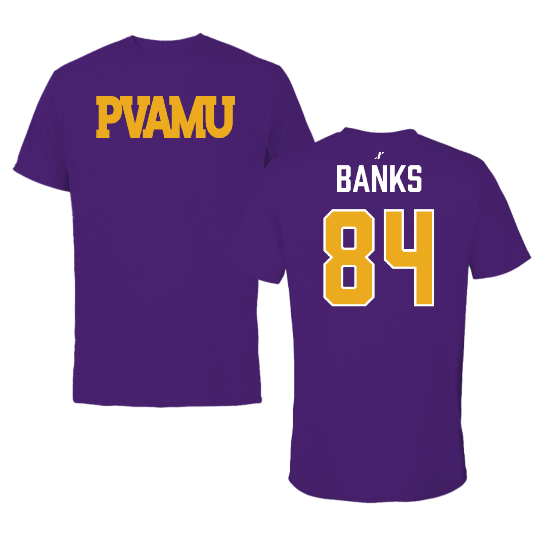 Prairie View A&M University Football Purple Tee - #84 Ja’koby Banks