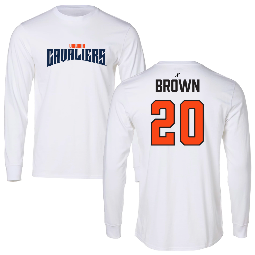 University of Virginia Football White Classic Performance Long Sleeve - #20 Xavier Brown