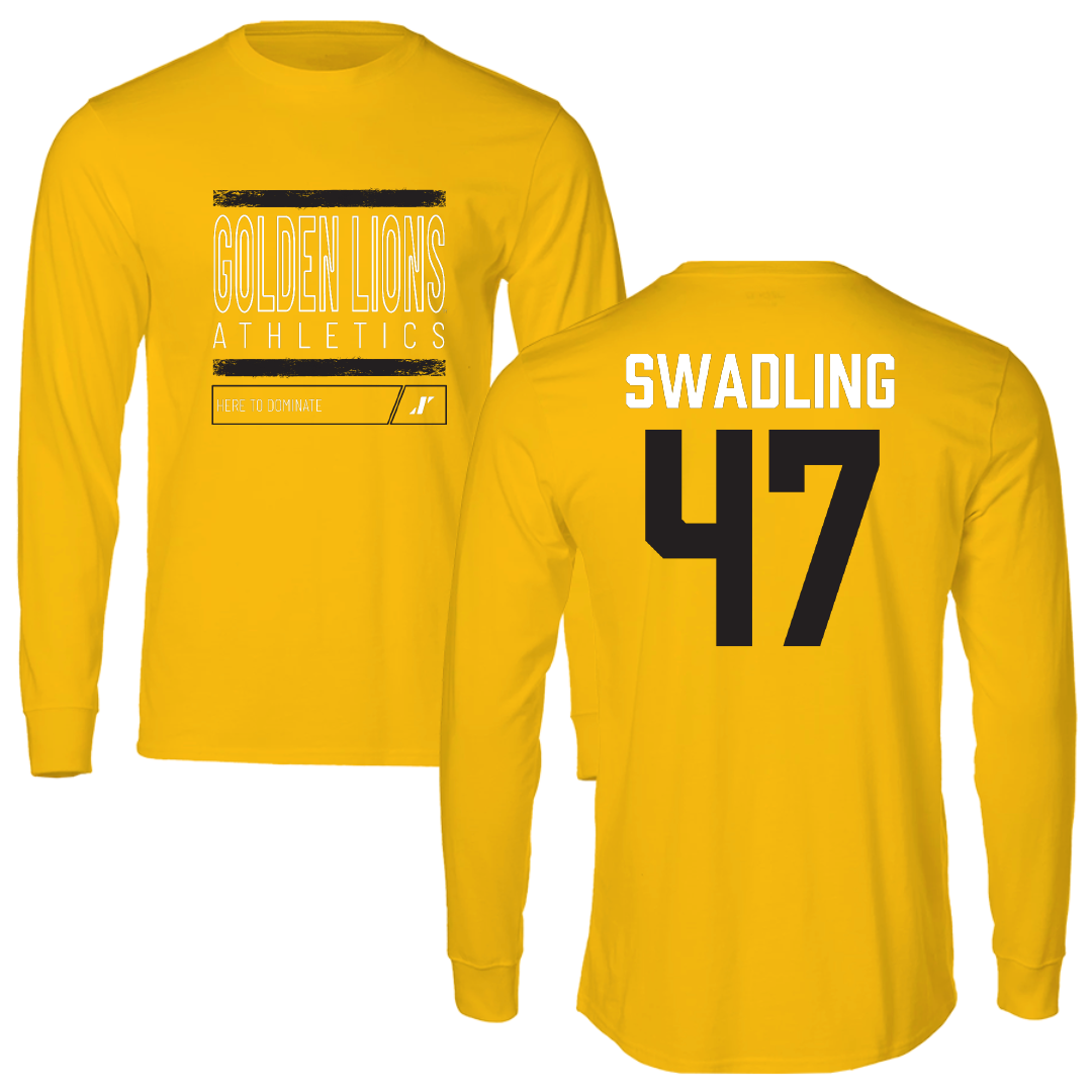 University of Arkansas-Pine Bluff Football Gold Dominate Performance Long Sleeve - #47 Andrew Swadling