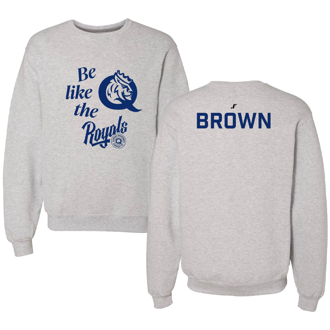 Queens University of Charlotte TF and XC Light Gray Be Like Us Crewneck - Jada Brown