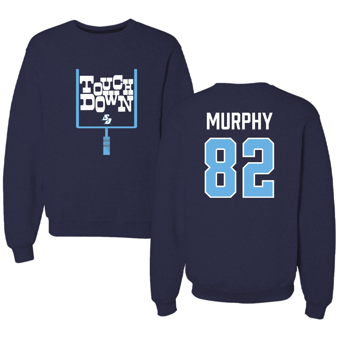 University of San Diego Football Navy Touchdown Crewneck - #82 Kollen Murphy