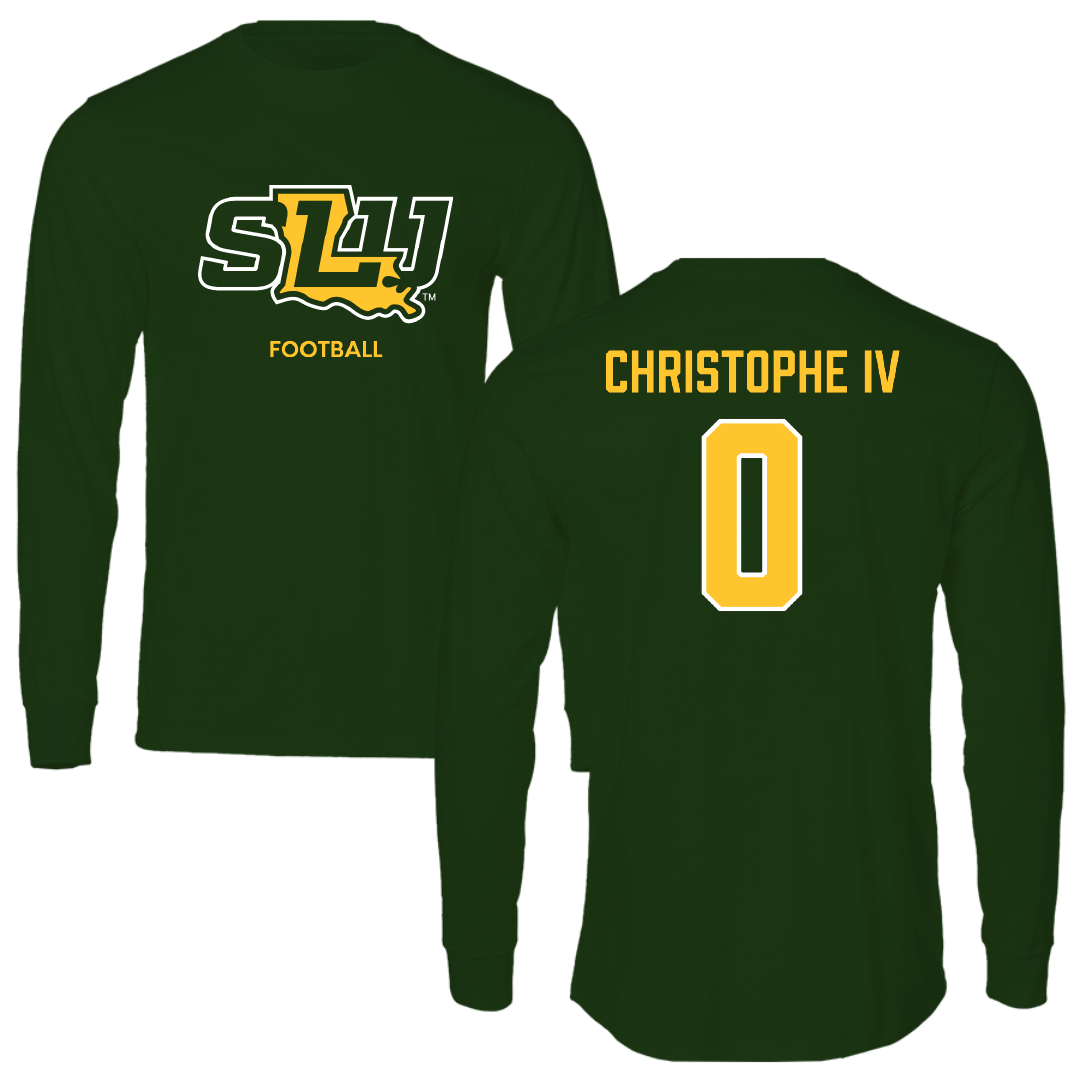 Southeastern Louisiana University Football Forest Green Long Sleeve - #0 Herman Christophe IV