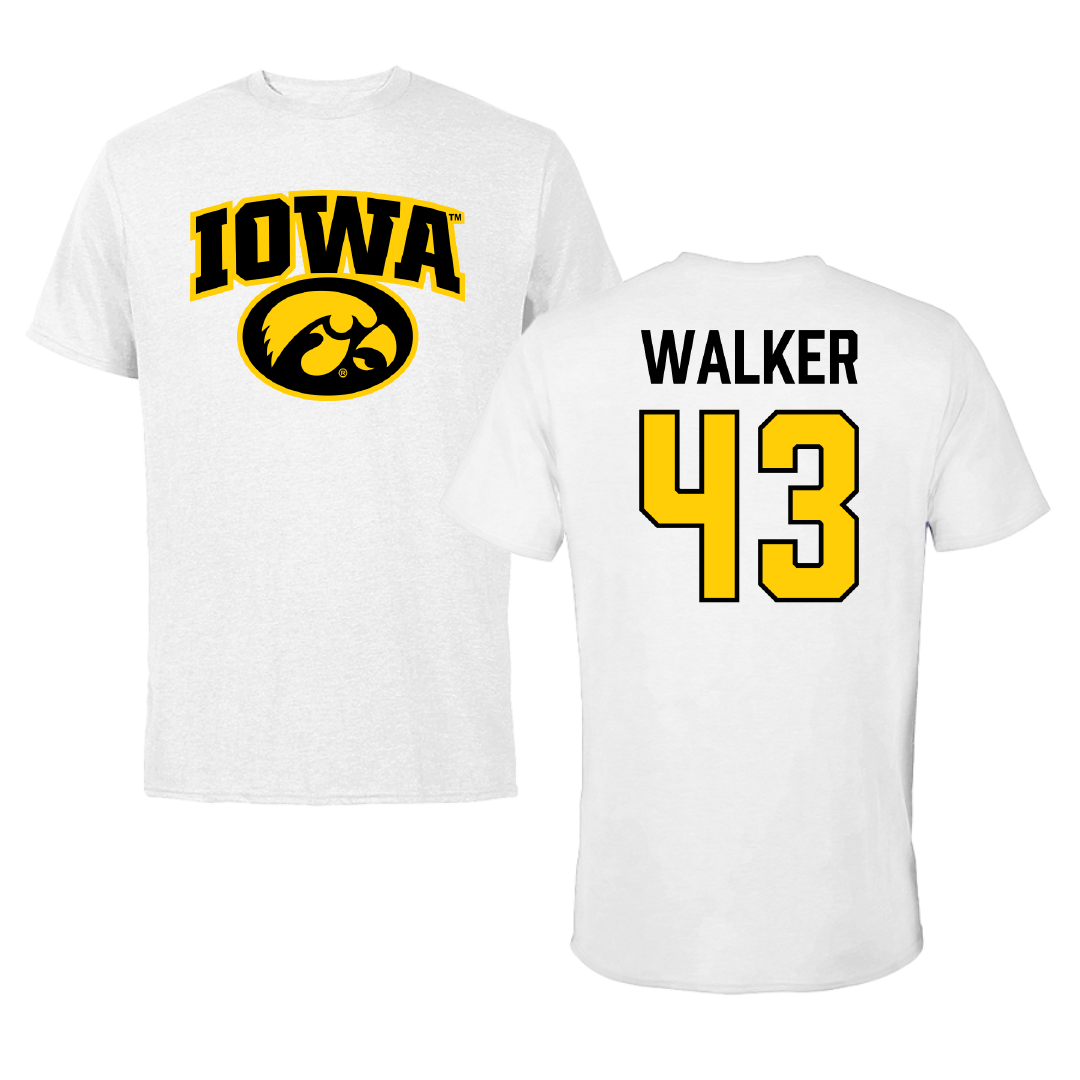 University of Iowa Baseball White Tee - #43 Bryson Walker