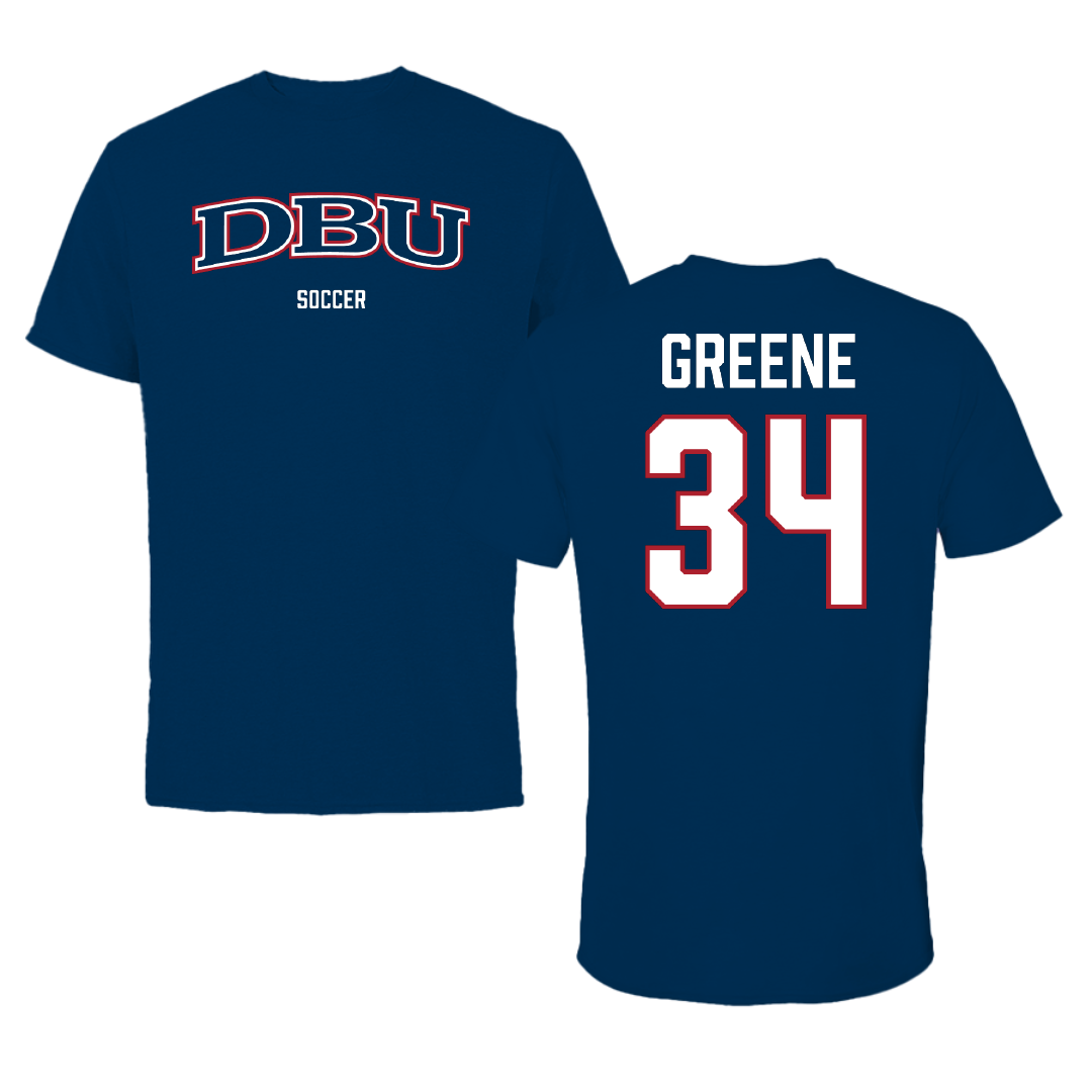Dallas Baptist University Soccer (W) Navy Tee - #34 Ava Greene