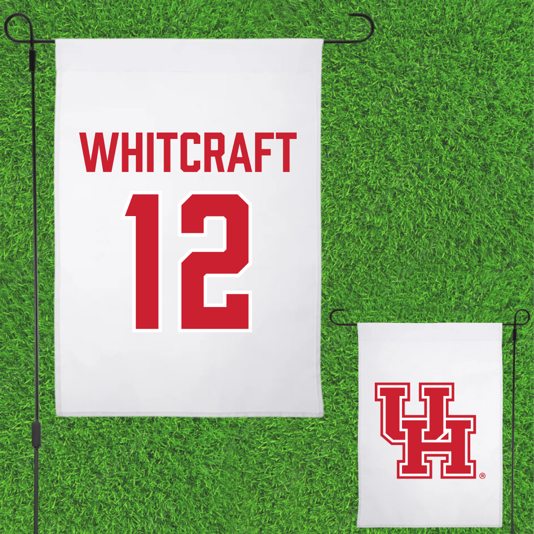 University of Houston Soccer White Garden Flag - #12 Alex Whitcraft