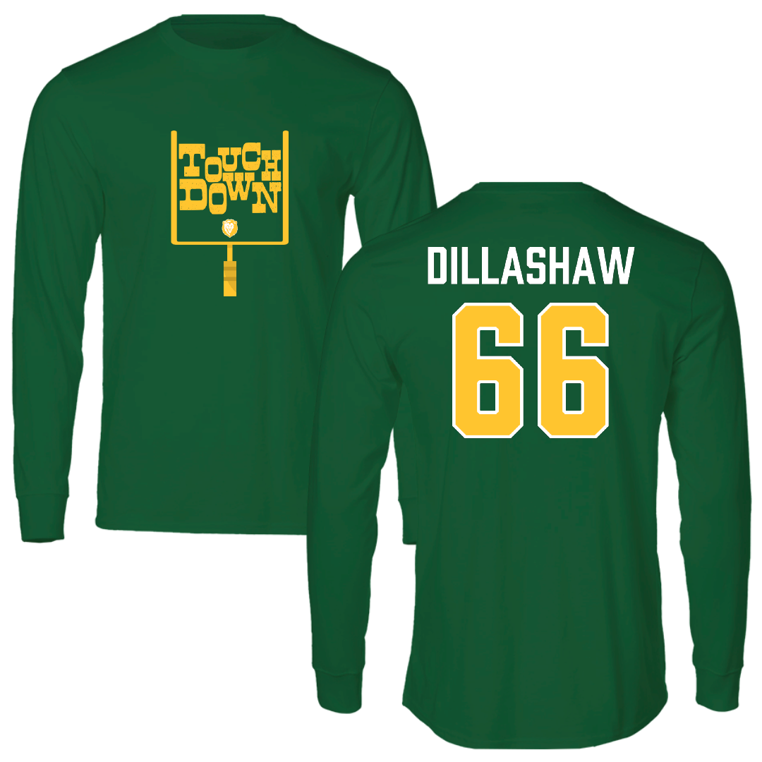 Southeastern Louisiana University Football Green Touchdown Long Sleeve - #66 Carson Dillashaw