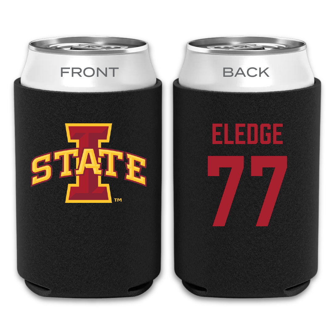 Iowa State University Football Black Can Cooler - #77 Easton Eledge