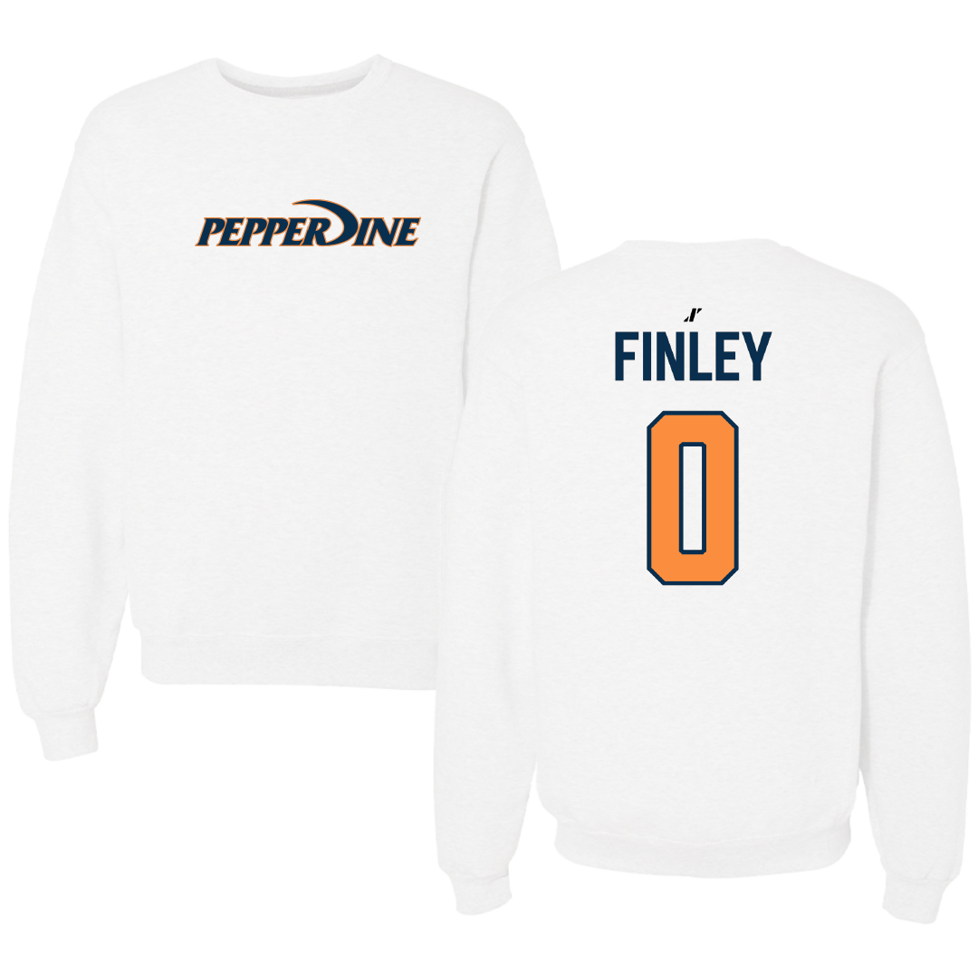 Pepperdine University Basketball White Crewneck - #0 Ivory Finley