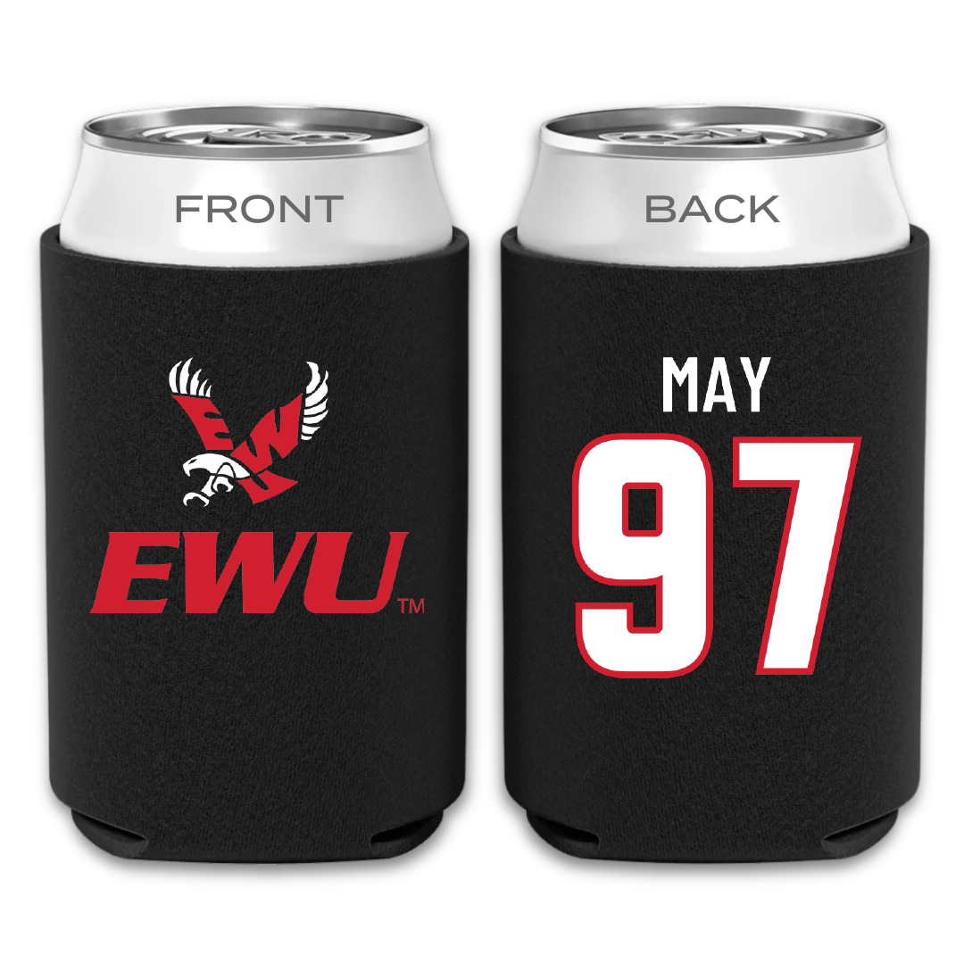 Eastern Washington University Football Black Can Cooler - #97 Tariq May