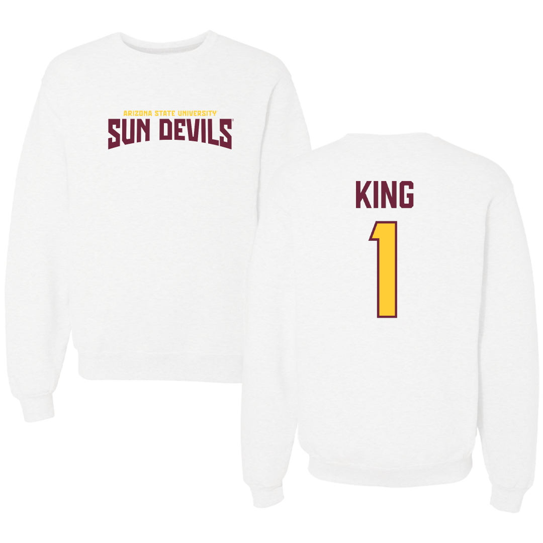 Arizona State University Baseball White Classic Crewneck - #1 Matt King
