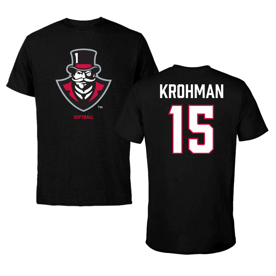 Austin Peay State University Softball Black Tee - #15 Macy Krohman